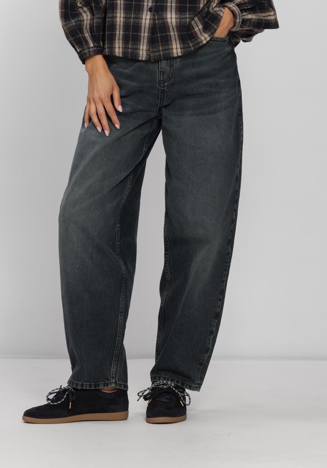 Antraciet BY-BAR Wide jeans BALOE OIL JEANS - large