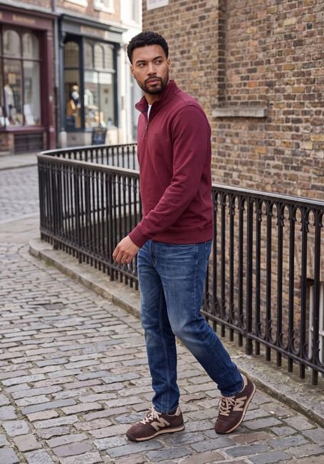Bordeaux LYLE & SCOTT Trui SUPERFINE QUARTER ZIP SWEATSHIRT - large