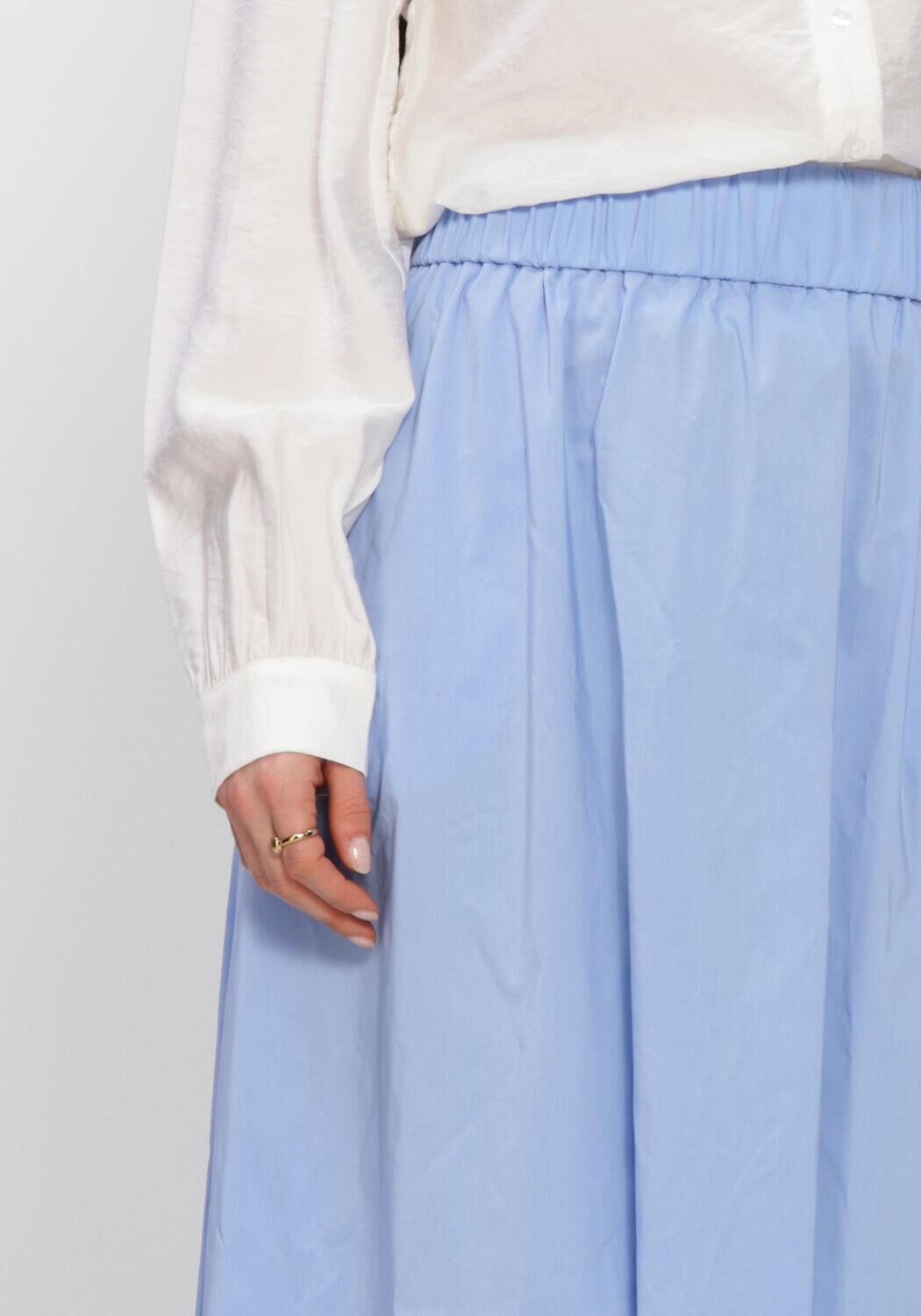 Blauwe NEO NOIR Midirok YARA LONG POPLIN SKIRT - large