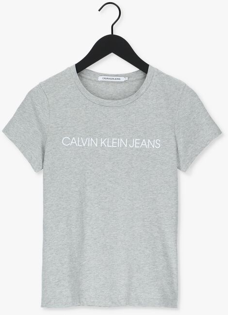 Grijze CALVIN KLEIN T-shirt CORE INSTIT LOGO SLIM FIT TEE - large