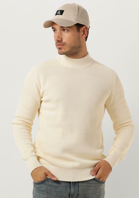 Ecru PUREWHITE Trui JAQUARD WASHED MOCKNECK - large