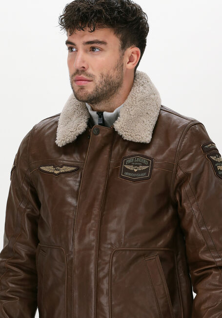 Bruine PME LEGEND Leren jas BOMBER JACKET HUDSON BUFF LEAT - large