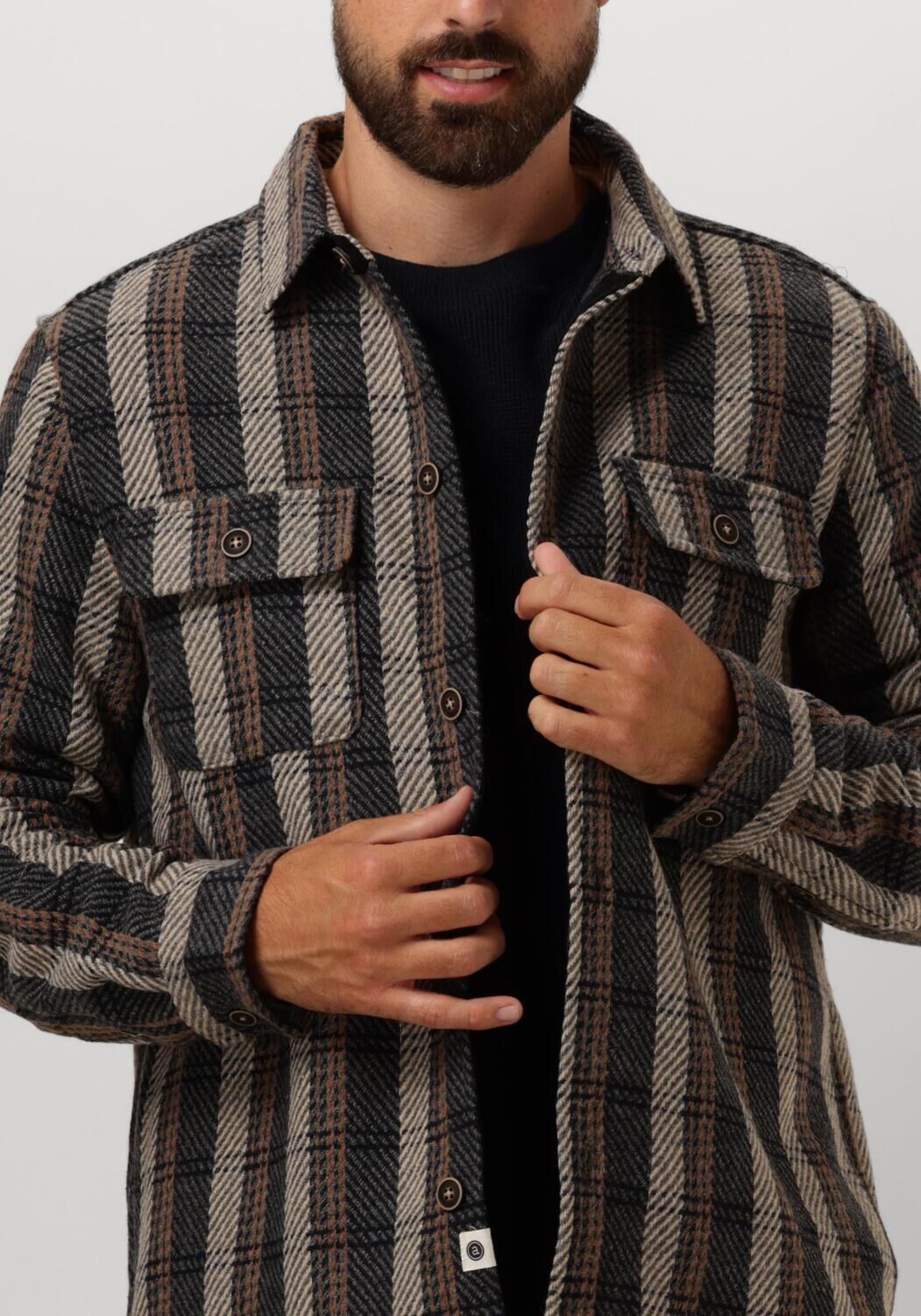 ANERKJENDT Heren Overshirts Akoscar Check Overshirt Donkergrijs