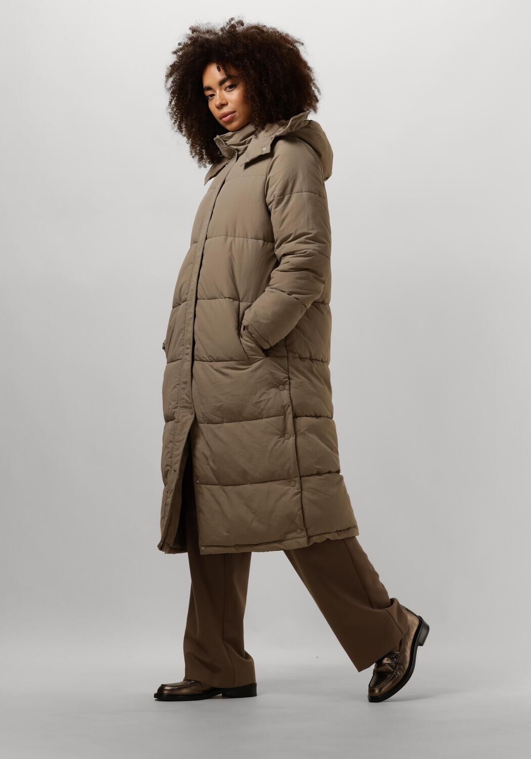 Notre-v Taupe Gewatteerde Winterjas Beige Dames