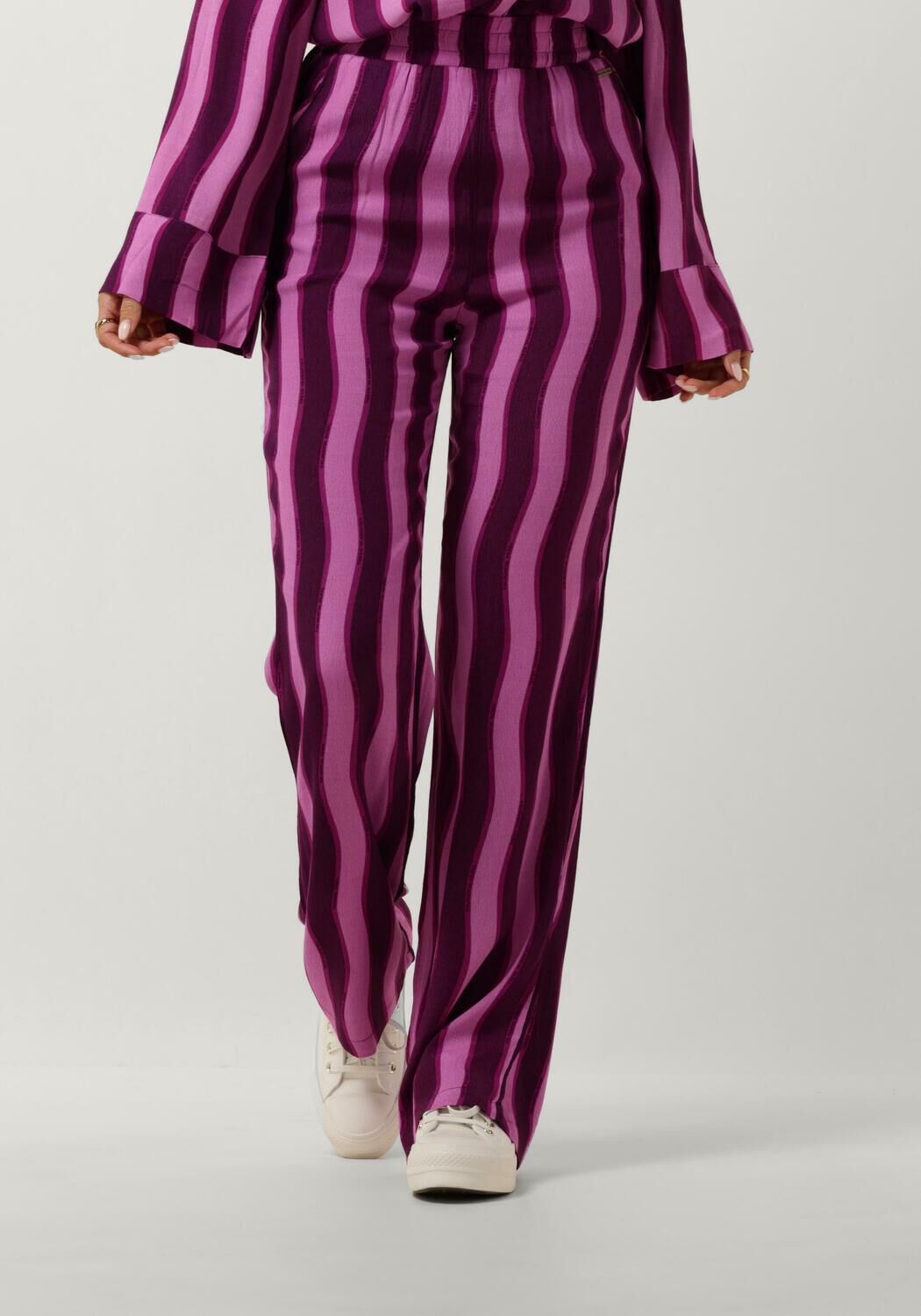 COLOURFUL REBEL Dames Broeken Melody Stripes Straight Pants Paars