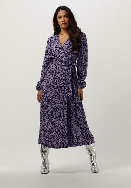 Paarse MODSTR&Ouml;M Midi jurk CHESLI MD PRINT WRAP DRESS - large