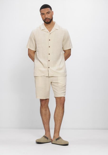 Beige ANERKJENDT Casual overhemd AKLEO COT-LINNEN-VIS S/S SHIRT - large