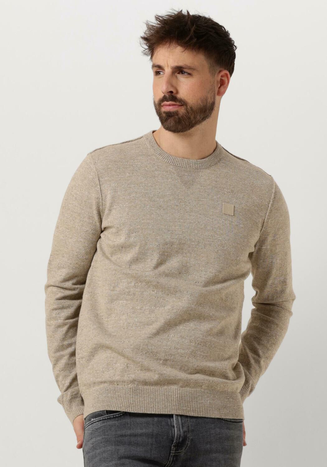 Butcher of Blue Beige Crew Neck Sweater LT Clifden Beige Heren