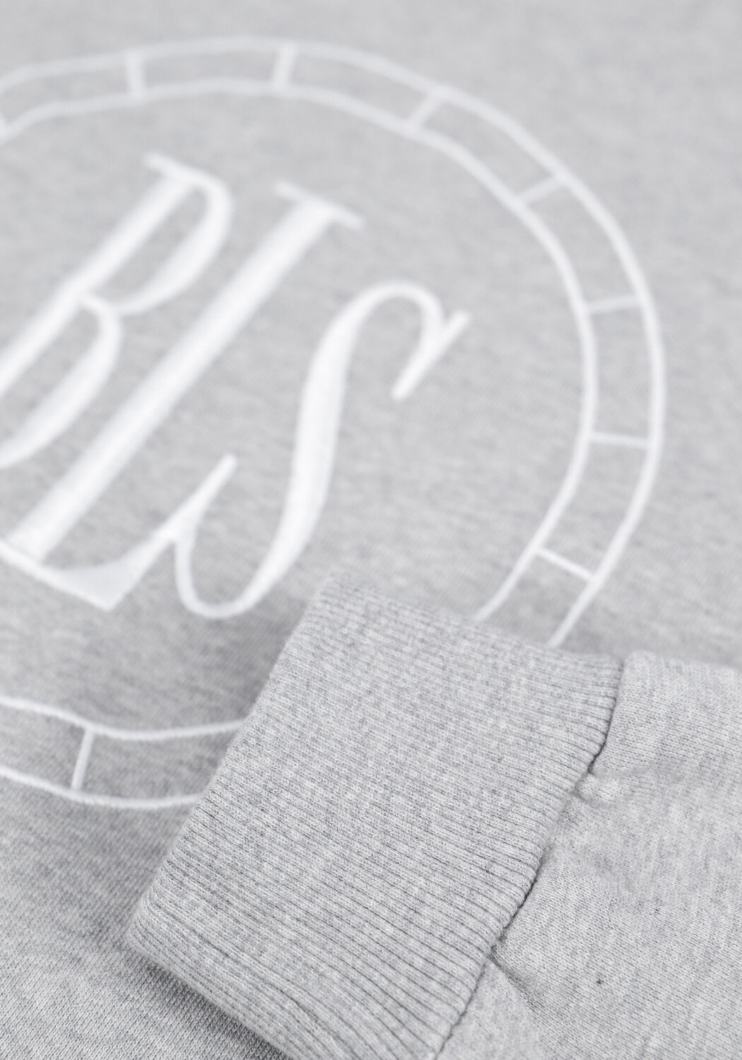 Lichtgrijze BLS HAFNIA Sweater COMPASS CHEST APPLIQUE CREWNEC - large