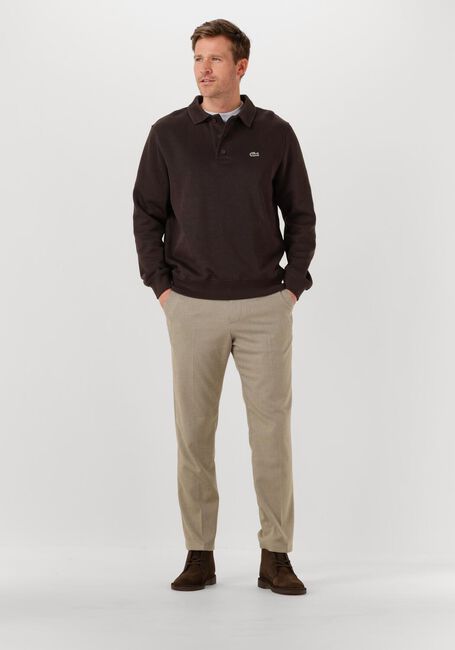 Bruine LACOSTE Trui CLASSIC FIT POLO COLLAR RIBBED POLO - large