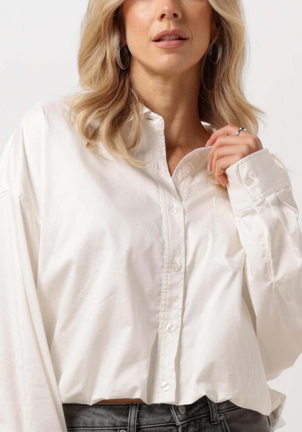 CATWALK JUNKIE Dames Blouses Cropped Button Up Blouse Wit