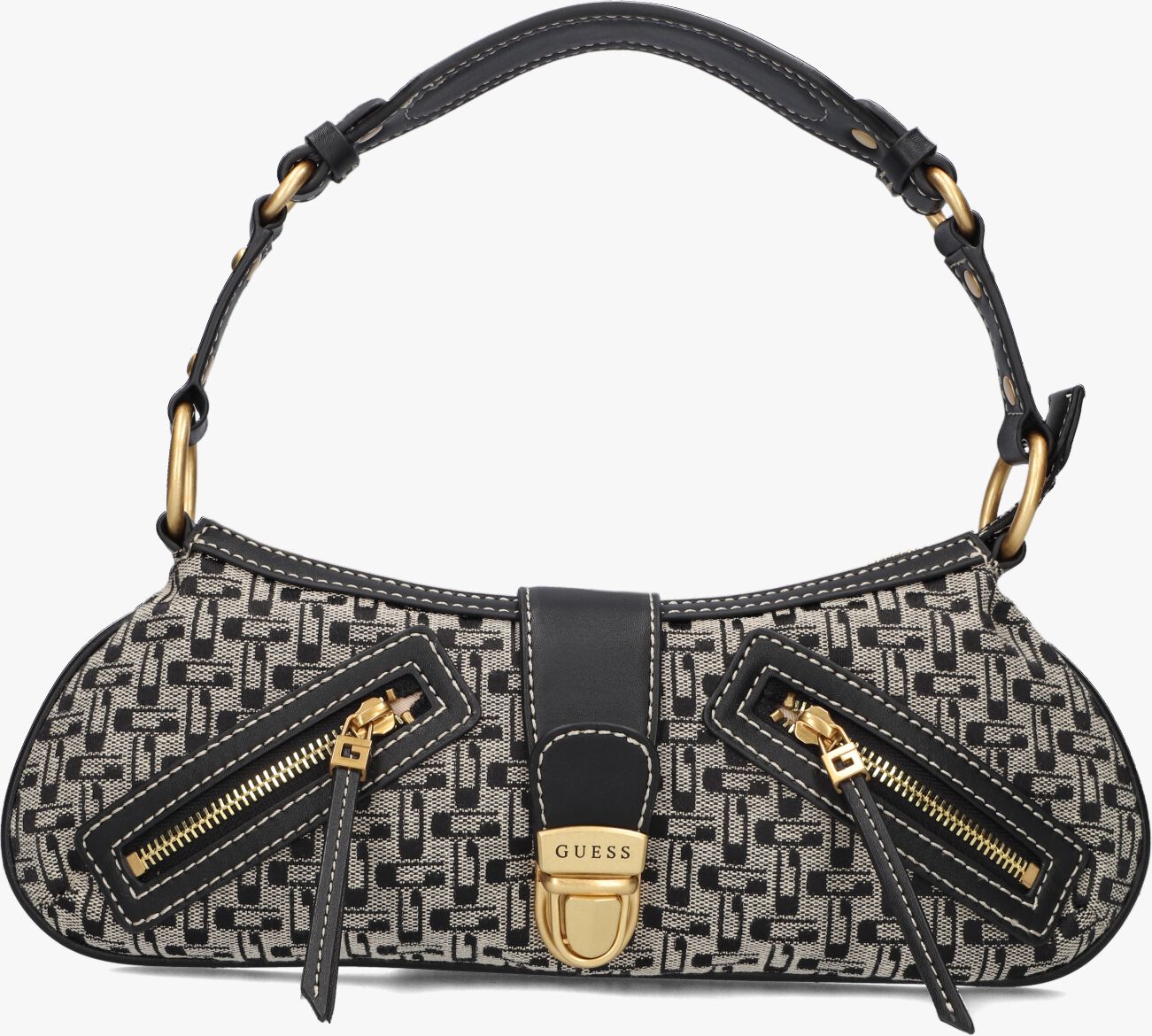 Zwarte GUESS Schoudertas BELLE VINTAGE TOP ZIP SHOULDER BAG Omoda