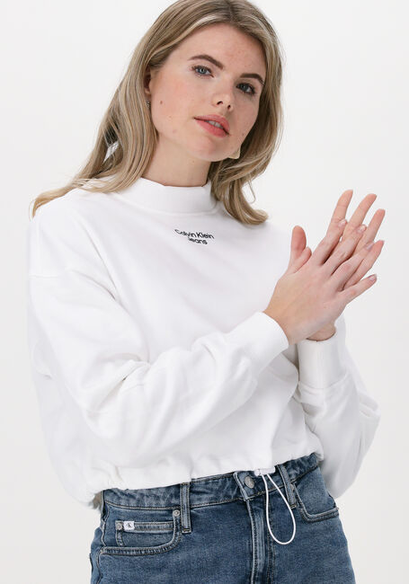 Witte CALVIN KLEIN Sweater STACKED LOGO MOCKNECK SWEATSHIRT - large