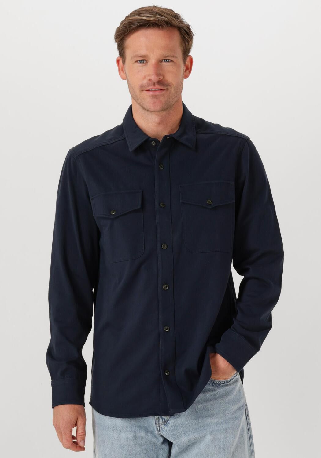 G-STAR RAW Heren Overhemden Marine Jersey Shirt L\s Blauw
