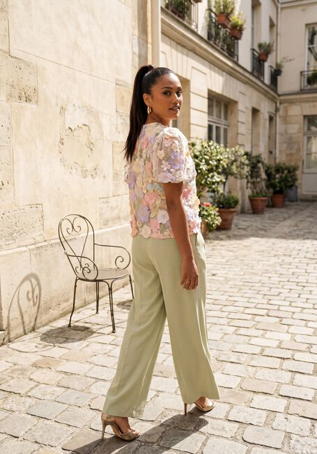 Groene SELECTED WOMEN Pantalon SLFEXTRA WIDE ELLIE HW PANT - large