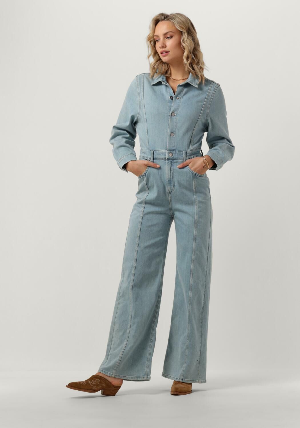 ANOTHER LABEL Dames Jumpsuits Lauren Denim Jumpsuit L s Blauw