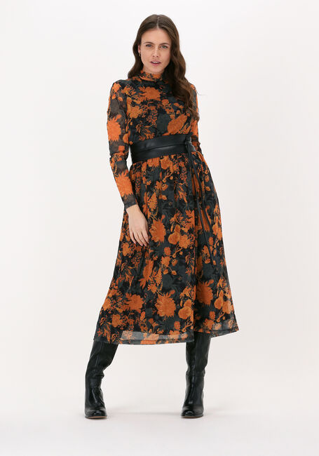 Oranje NA-KD Midi jurk RECYCLED LS MESH DRESS - large