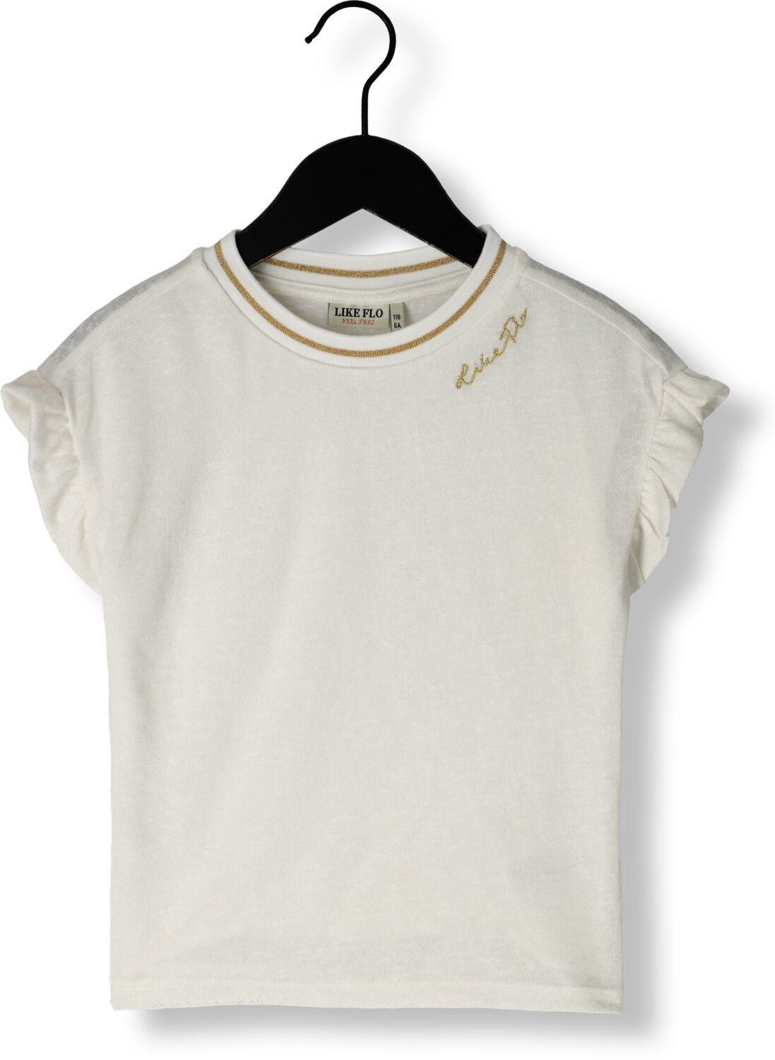 Like Flo T-shirt met ruches offwhite Wit Meisjes Viscose Ronde hals Effen 134