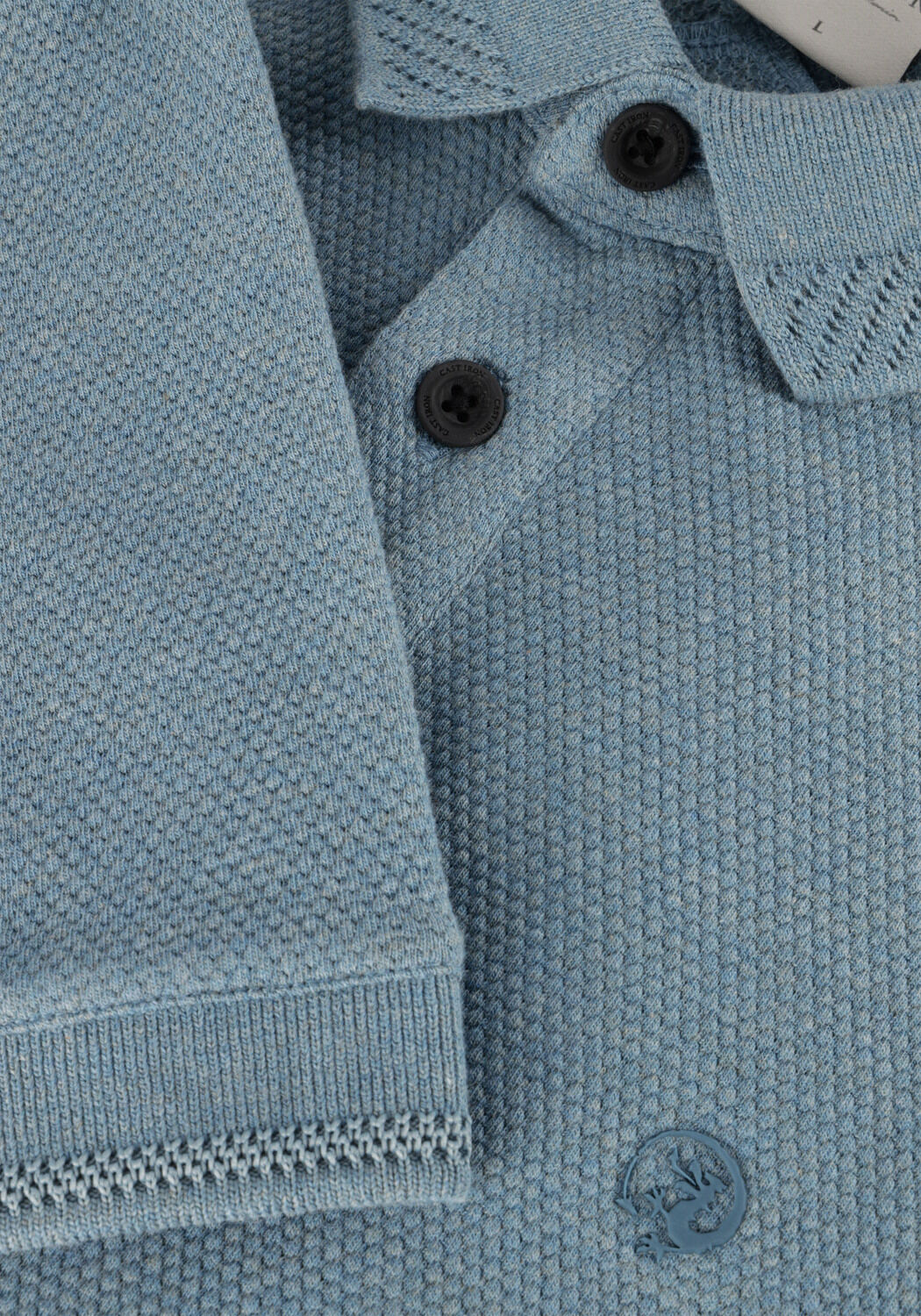Blauwe CAST IRON Polo SHORT SLEEVE POLO POPCORN JERSEY MELANGE - large
