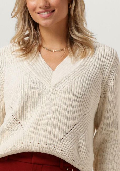 Creme VANILIA Trui V-NECK PATENT STITCH - large
