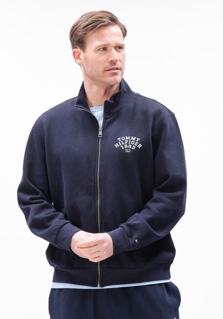 Donkerblauwe TOMMY HILFIGER Sweater HILFIGER ARCH STAND COLLAR ZIP - large
