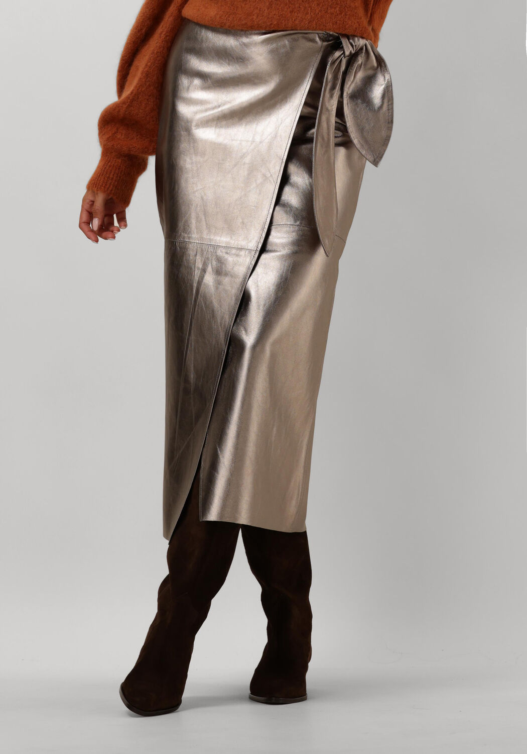 Ibana Metallic Midirok voor Stijlvolle Avonden Gray Dames