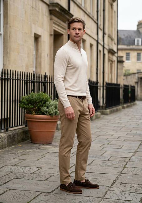 Beige STEFANO LAURAN Trui HALF ZIP ANDERS - large