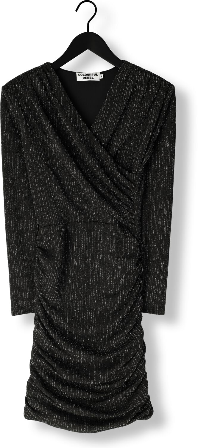 COLOURFUL REBEL Dames Jurken Bryssa Lurex Stripes Padded Dress Zwart