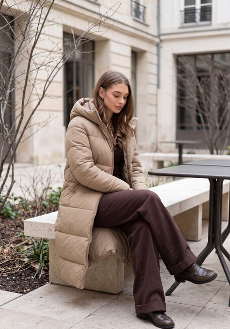 Beige WITHBLACK Gewatteerde jas WBLGLORIAN LONG PUFFER COAT - large