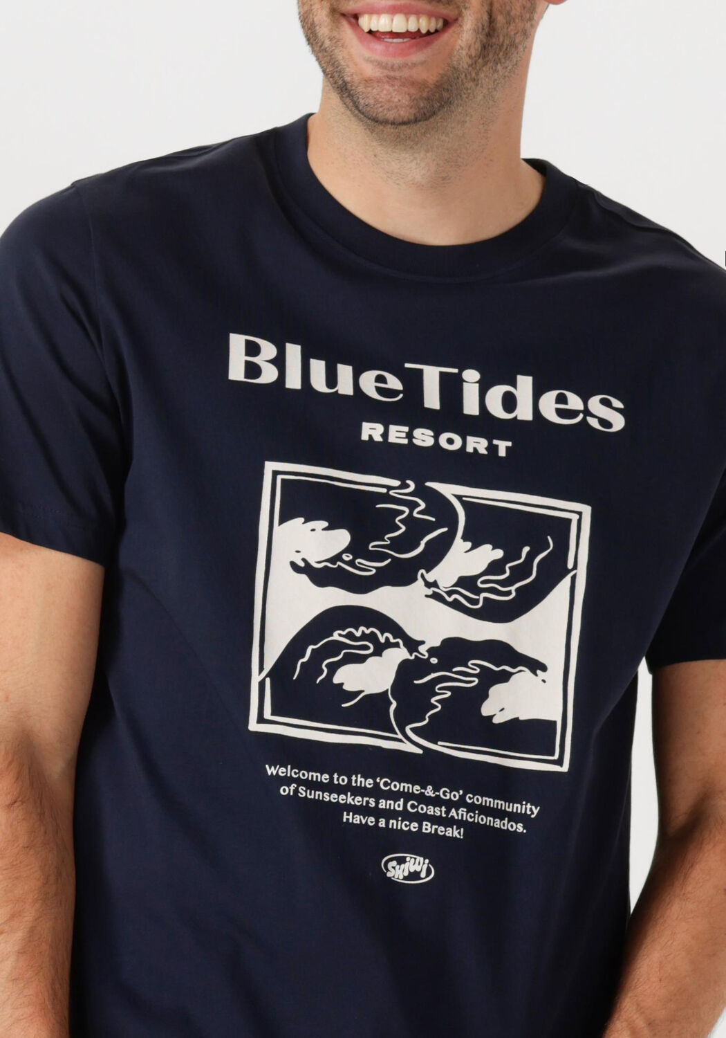 SHIWI Heren Polo's & T-shirts Men Liam Regular T-shirt Blue Tides Donkerblauw