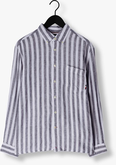 Blauw/wit gestreepte TOMMY HILFIGER Casual overhemd BRETON LINEN STRIPE CF SHIRT - large