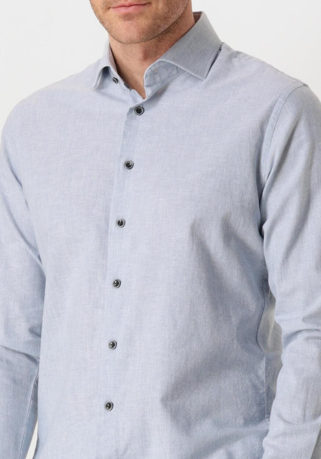 PROFUOMO Heren Overhemden Shirt X-cutaway Sc Sf Cotton Linen Lichtblauw