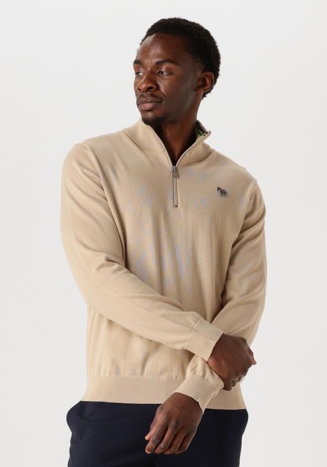 PS PAUL SMITH Heren Truien & Vesten Mens Sweater Zip Neck Zeb Bad Beige