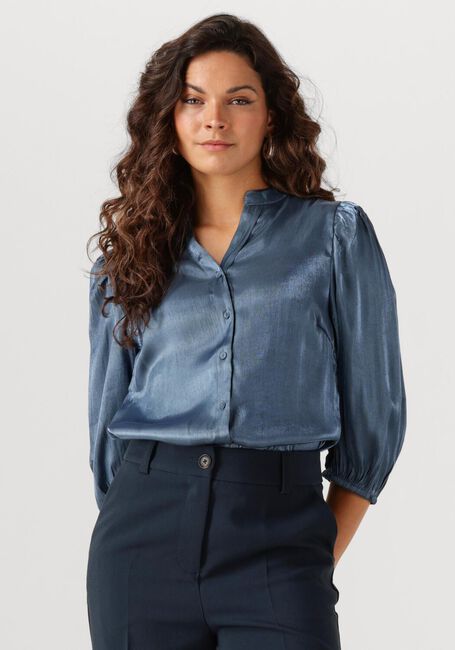 Blauwe JANSEN AMSTERDAM Blouses BO BLOUSE SQL 782 3/4 PUFF SLEEVE - large