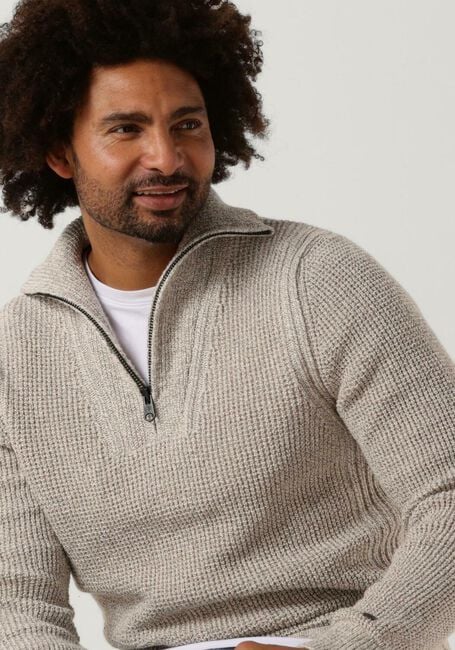 Beige CAST IRON Trui HALF ZIP COLLAR COTTON HALF ZIP - large
