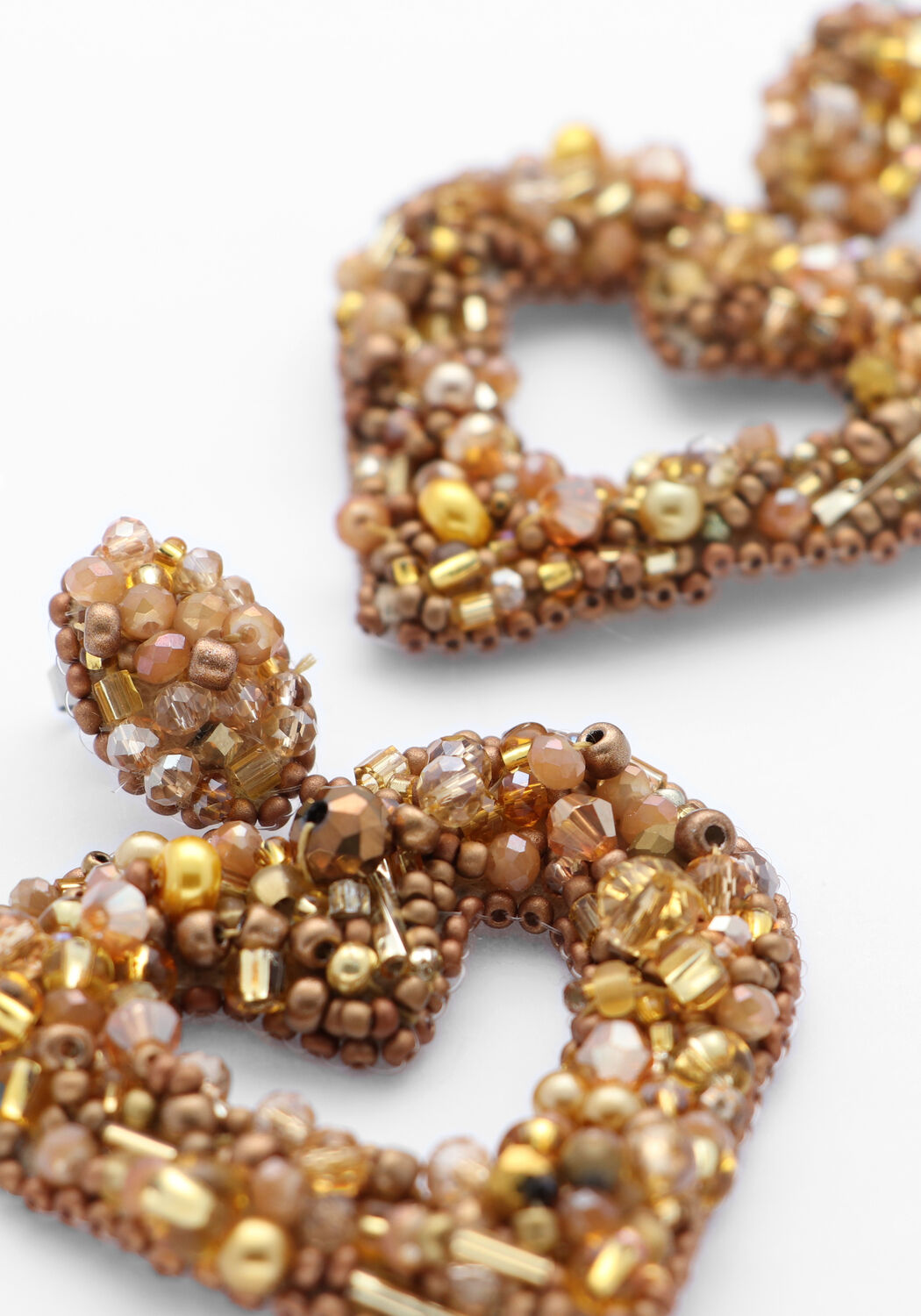 Goudkleurig PAULIE POCKET Oorbellen BEADED HEARTS EARRINGS - large