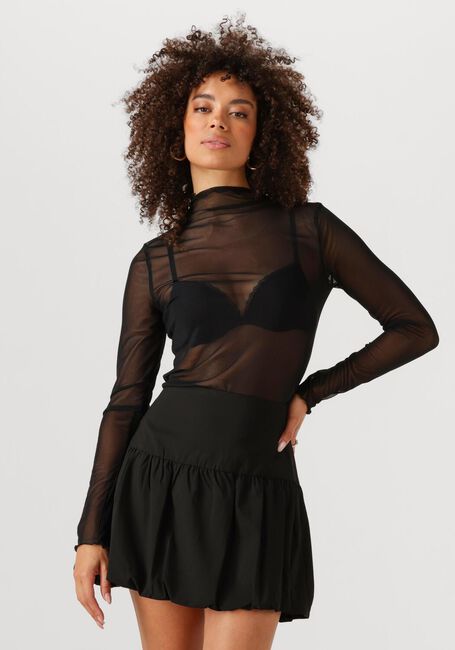 Zwarte OBJECT Top OBJNELA LS O-NECK MESH TOP REP - large