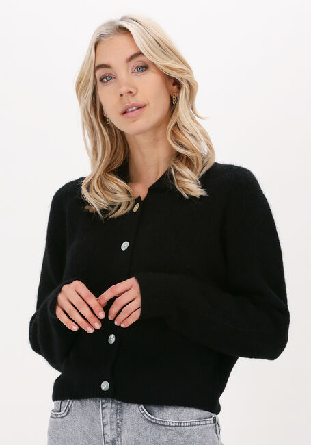 Zwarte JUST FEMALE Vest REBELO COLLAR CARDIGAN - large