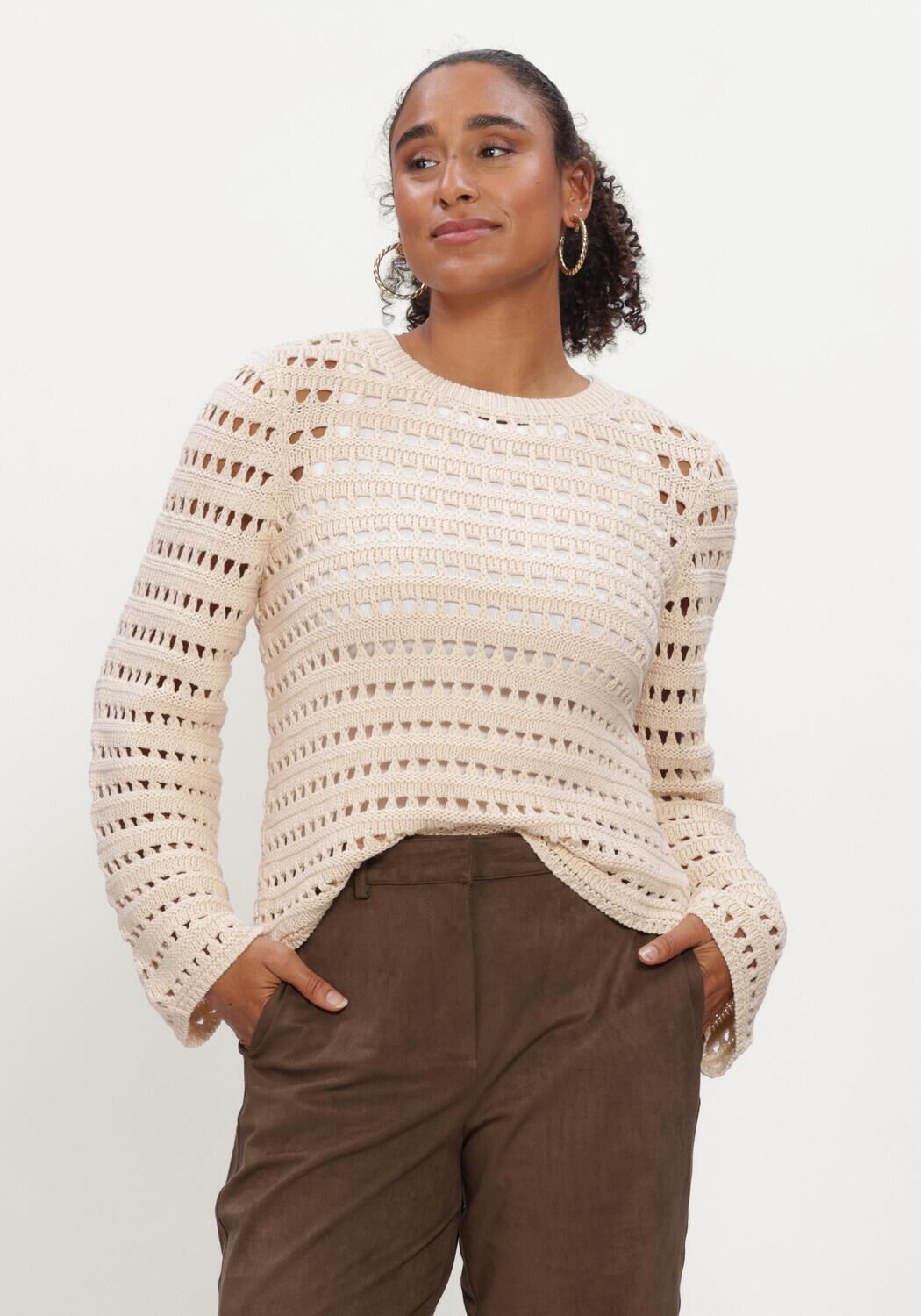 Beige MODSTR&Ouml;M Trui KOLBYMD O-NECK - large