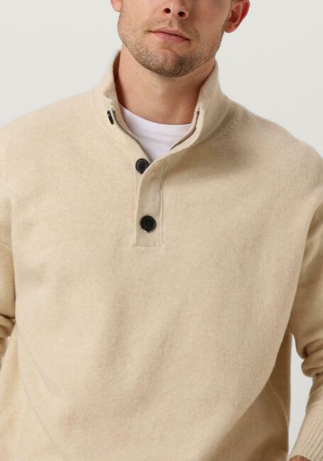 Beige CALVIN KLEIN Trui LYCRA BLEND BUTTON QUARTER ZIP - large