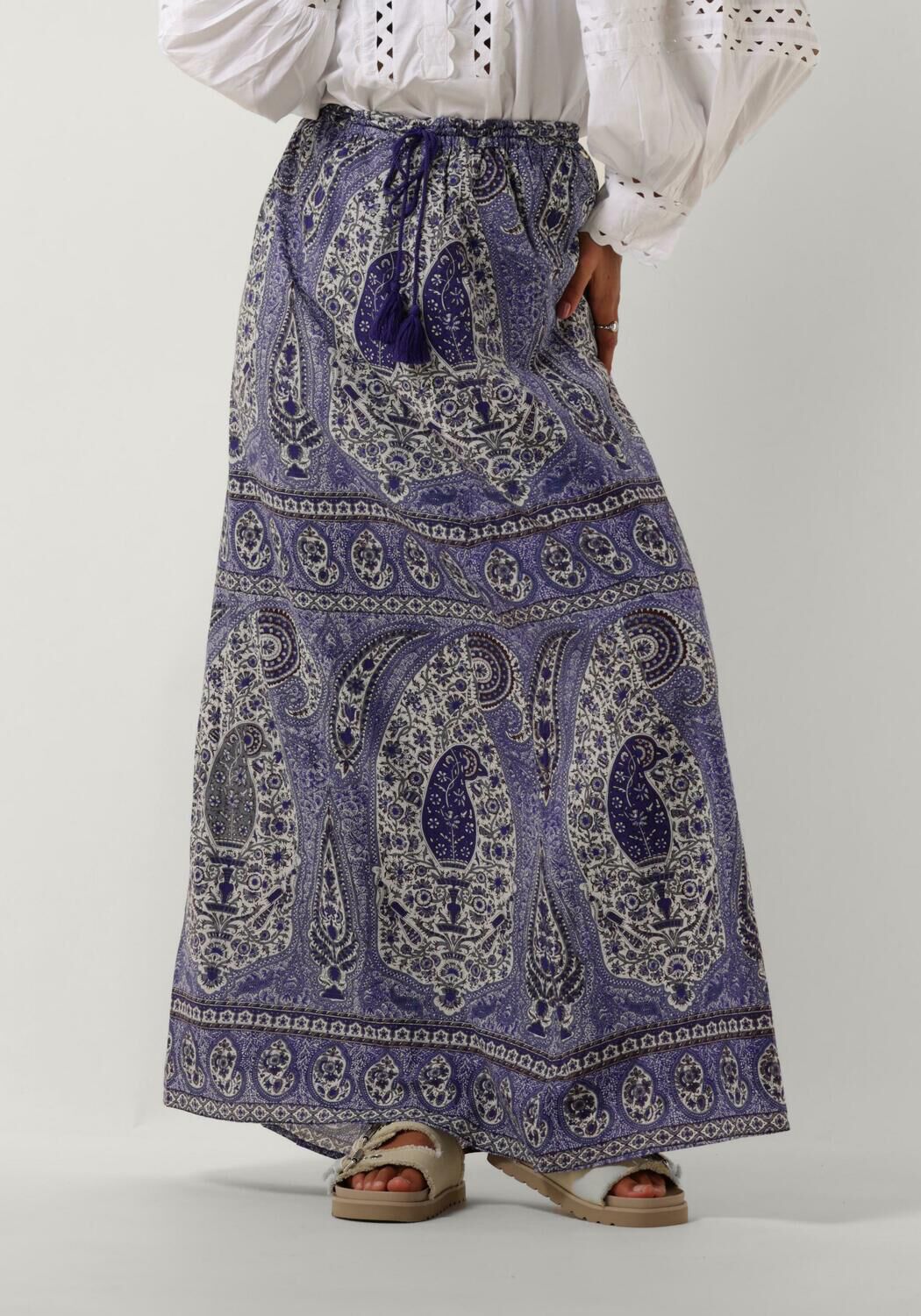 Antik batik Katoenen maxi-rok met paisley print Tajar blauw