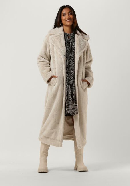 Ecru NOTRE-V Faux fur jas FUR LONG COAT - large