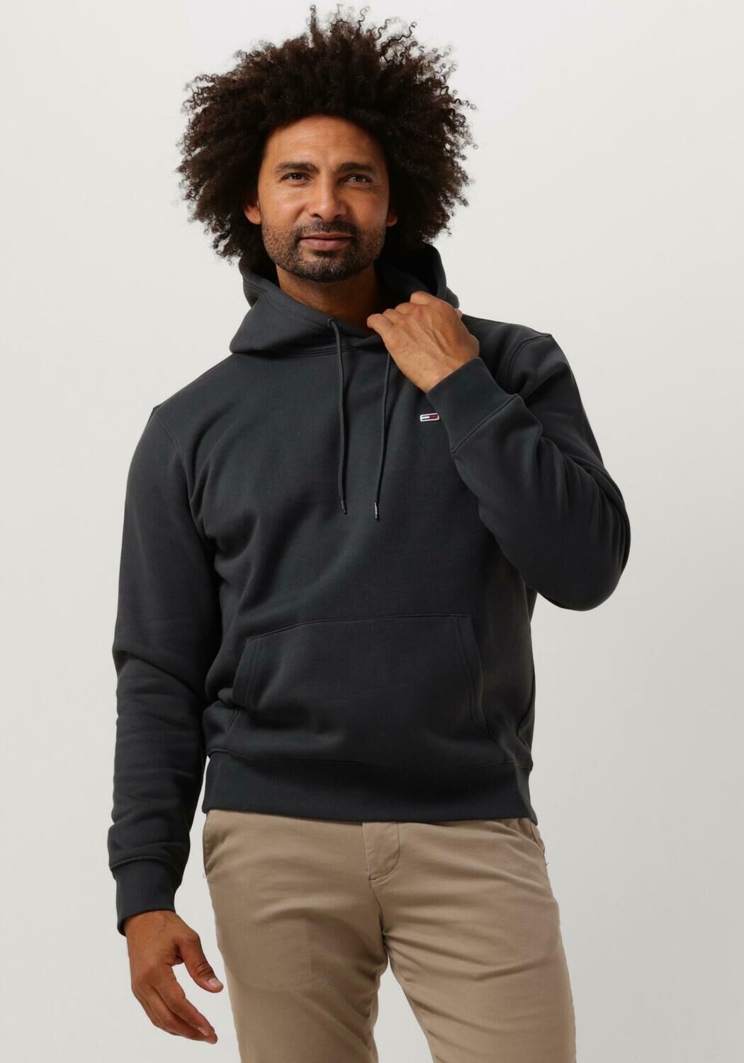 donkergrijze tommy jeans sweater tjm regular fleece hoodie