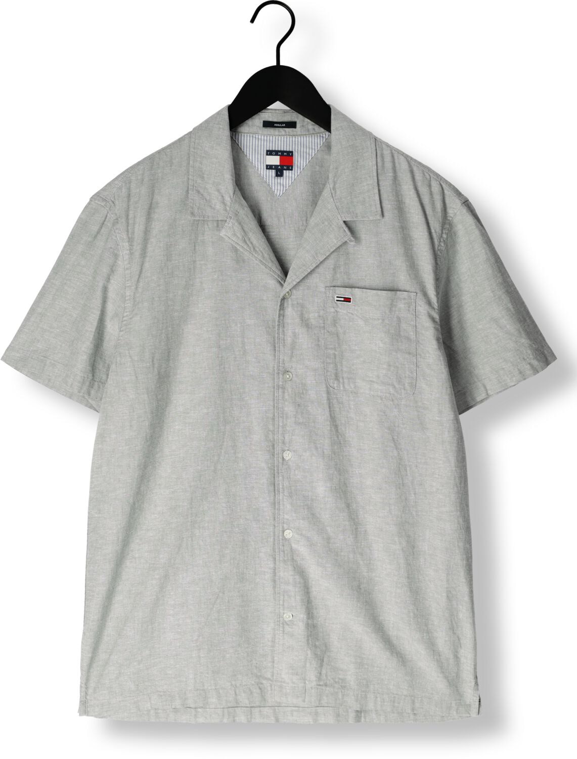 TOMMY JEANS Heren Overhemden Tjm Linen Blend Camp Ss Ext Grijs
