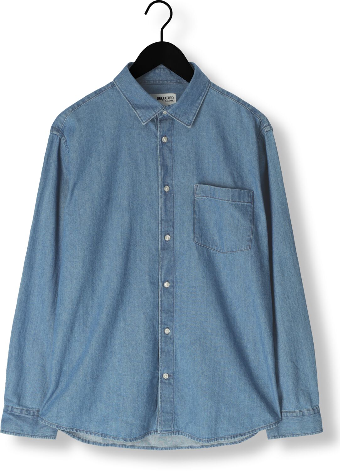 SELECTED HOMME Heren Overhemden Slhregcarlo Denim Ls Shirt Noos Blauw