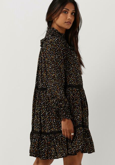 Zwarte SCOTCH & SODA Mini jurk SMOCKED AND TIERED LONG SLEEVED DRESS - large
