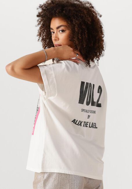 Witte ALIX THE LABEL T-shirt LADIES KNITTED PHOTOPRINT T-SHIRT - large