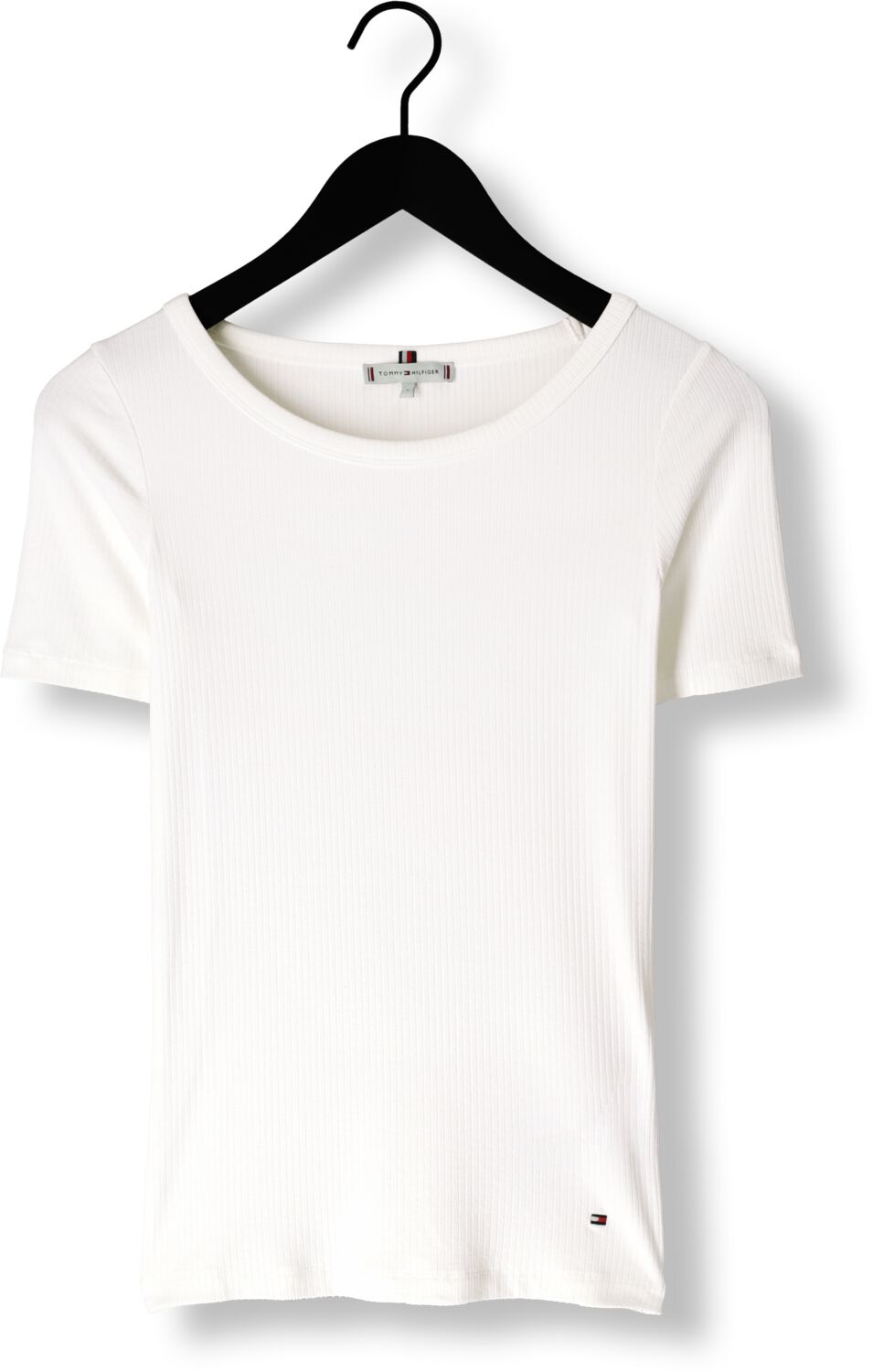 TOMMY HILFIGER Dames Tops & T-shirts Slim 5x2 Rib C-nk Ss Wit