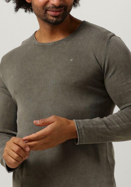 Olijf PURE PATH Trui FLAT KNITTED SHIRT WITH SMALL LOGO ON CHEST - large