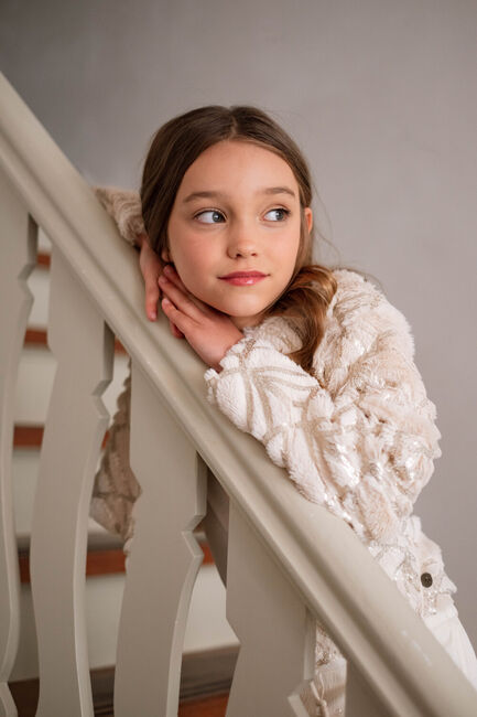 Creme LIKE FLO Trui DORIS FUR CARDIGAN - large